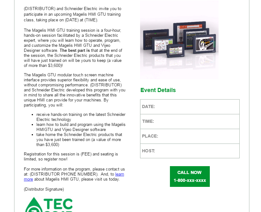 Magelis HMI GTU Quick Start Email Campaign